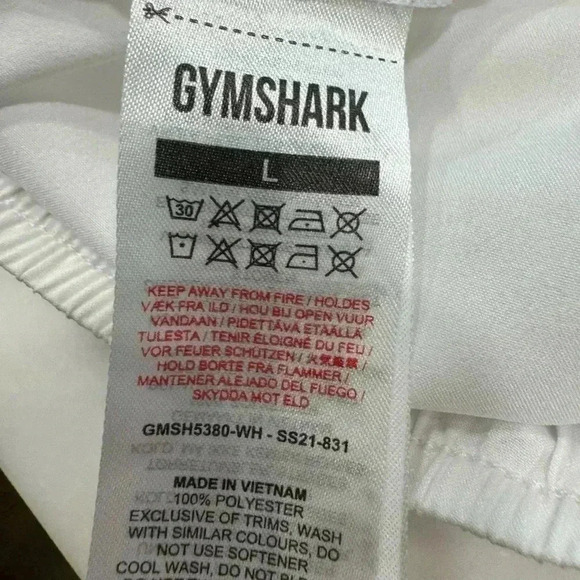 Gym shark men’s white short stretch waist drawstring & pockets sz large - Picture 6 of 8